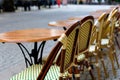 Empty chairs and tables at street cafÃÂ© Royalty Free Stock Photo