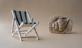 An empty chaise longue and a seashell . Summer concept, tourism, pandemic, coronavirus Royalty Free Stock Photo