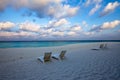 Empty chaise lounge before ocean Royalty Free Stock Photo