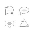 Empty chat bubbles with quotation marks pixel perfect linear icons set