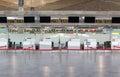 Empty check-in counters at Pulkovo airport terminal due to coronavirus pandemic Royalty Free Stock Photo
