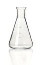 Empty chemistry Erlenmeyer flask Royalty Free Stock Photo