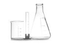 Empty chemistry laboratory glassware isolated Royalty Free Stock Photo