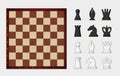 Empty chess board with game pieces template