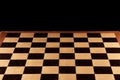 Empty chessboard on a black background