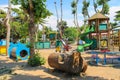 Empty children playground in city park. Vada, Italy Royalty Free Stock Photo