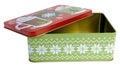 Empty Christmas holiday cookie tin Royalty Free Stock Photo