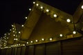 Empty Christmas marketplace,Night scene empty Christmas marketplace with decorated small kiosk