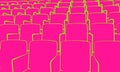 Empty cinema auditorium - green drawing technical sketch on pink background Royalty Free Stock Photo