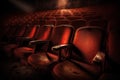 Empty cinema auditorium with seats and spotlights. 3d render Royalty Free Stock Photo