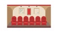 Empty Cinema Hall Interior with Red Seating and Large Screen, vector design Generative AI Royalty Free Stock Photo