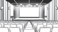 Empty Auditorium Stage with Screen and Seating, Presentation Venue Royalty Free Stock Photo