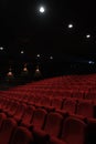 Empty cinema hall with red seats. Movie theatre. Royalty Free Stock Photo