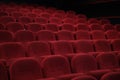 Empty cinema hall with red seats. Movie theatre. Royalty Free Stock Photo