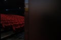 Empty cinema hall with red seats. Movie theatre. Royalty Free Stock Photo