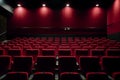 Empty cinema hall with red seats. Movie theatre. Neural network AI generated Royalty Free Stock Photo