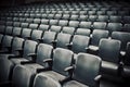 Empty cinema hall with red seats. Movie theatre. Neural network AI generated Royalty Free Stock Photo