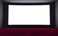 Empty cinema and white screen Royalty Free Stock Photo