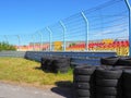 An empty circuit. Tires on the racetrack. Royalty Free Stock Photo