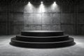 Empty circular stage with spotlight illumination on concrete background Royalty Free Stock Photo