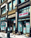 Empty City Buildings For Lease High Retail Debt Money Pit Financial Collapse Pressure Soaring Bills AI Generated