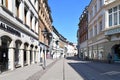 Heidelberg, germany, Almost empty city center with shopping street with closed shops during corona virus lockdown