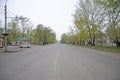An empty city road, in the early morning Royalty Free Stock Photo
