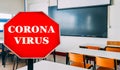 Empty class room due to Coronavirus Covid-19 virus outbreak Royalty Free Stock Photo