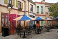 Empty classic european street cafe