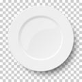 Vector empty classic white plate isolated on transparent background. View from above Royalty Free Stock Photo