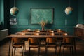 Empty Classroom. Back to school concept in high school. Classroom Interior Vintage, AI generate Royalty Free Stock Photo