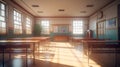 Empty classroom background. Modern school room interior. Educational class. Royalty Free Stock Photo