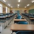 an empty classroom, after class session
