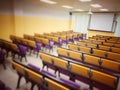 Empty classroom, college lecture hall  preparing for education in university, conference room before meeting. Business meeting Royalty Free Stock Photo