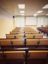 Empty classroom, college lecture hall  preparing for education in university, conference room before meeting. Business meeting Royalty Free Stock Photo