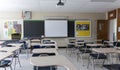 Empty classroom due to Coronavirus COVID-19 Pandemic Royalty Free Stock Photo