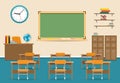 Empty classroom interior with blackboard Royalty Free Stock Photo