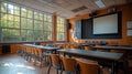 Empty classroom interior daytime Royalty Free Stock Photo