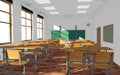 Empty classroom interior (morning) Royalty Free Stock Photo