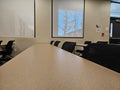 Empty classroom interior, with rows of desks Royalty Free Stock Photo