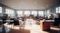 Empty classroom interior with sunlight Royalty Free Stock Photo