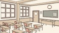 Empty Classroom Interior Vector Illustration, vector design Generative AI Royalty Free Stock Photo