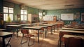 Back to School: Inspiring Empty Classroom Image for Educational Concepts and Academic Preparations Royalty Free Stock Photo