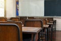 Empty classroom without people school holiday.