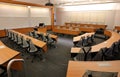 Empty Classroom with Projector & Blank Screen Royalty Free Stock Photo