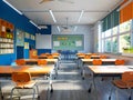 an empty classroom at school, September, back to school. Layout, background Royalty Free Stock Photo