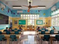 an empty classroom at school, September, back to school. Layout, background Royalty Free Stock Photo