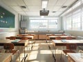 an empty classroom at school, September, back to school. Layout, background Royalty Free Stock Photo