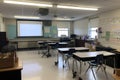 empty classroom with smartboard and projector setup Royalty Free Stock Photo