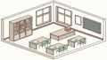 Empty Classroom or Study Room Interior, vector design Generative AI Royalty Free Stock Photo
